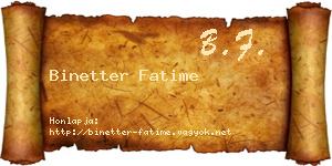 Binetter Fatime névjegykártya